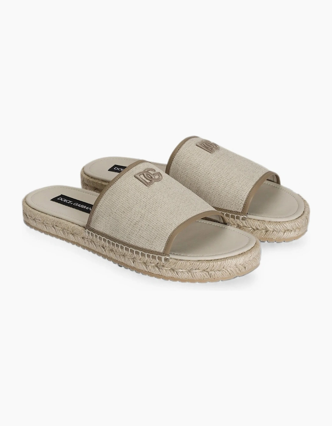 Branded Canvas Sandals Beige