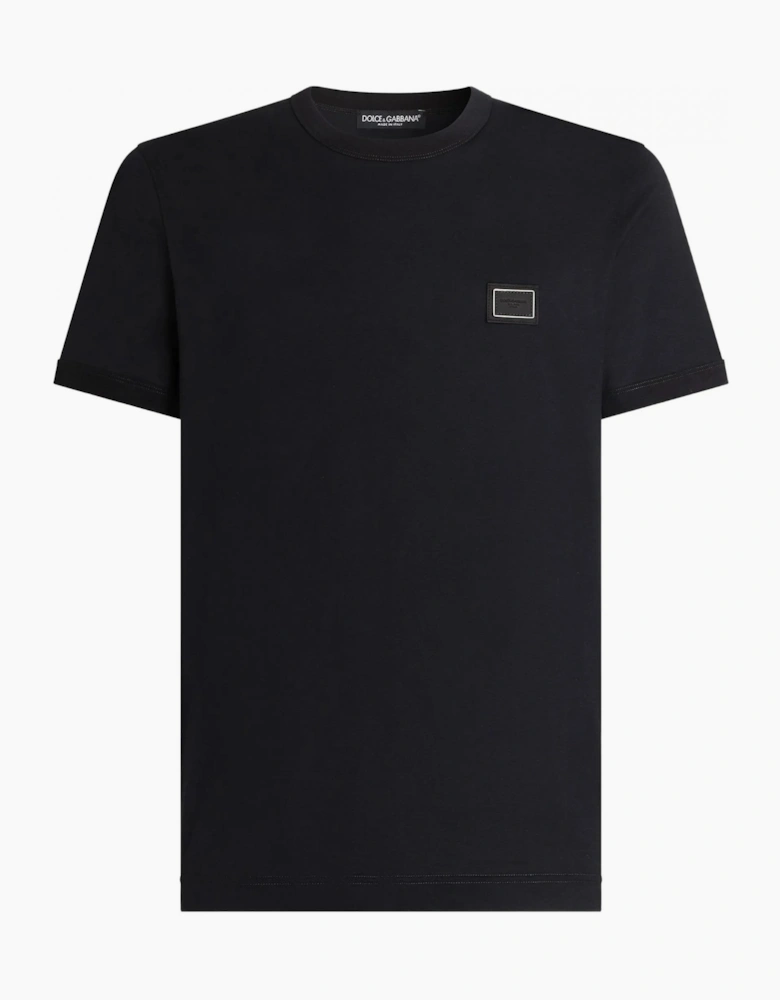 Plaque Cotton T-Shirt Navy