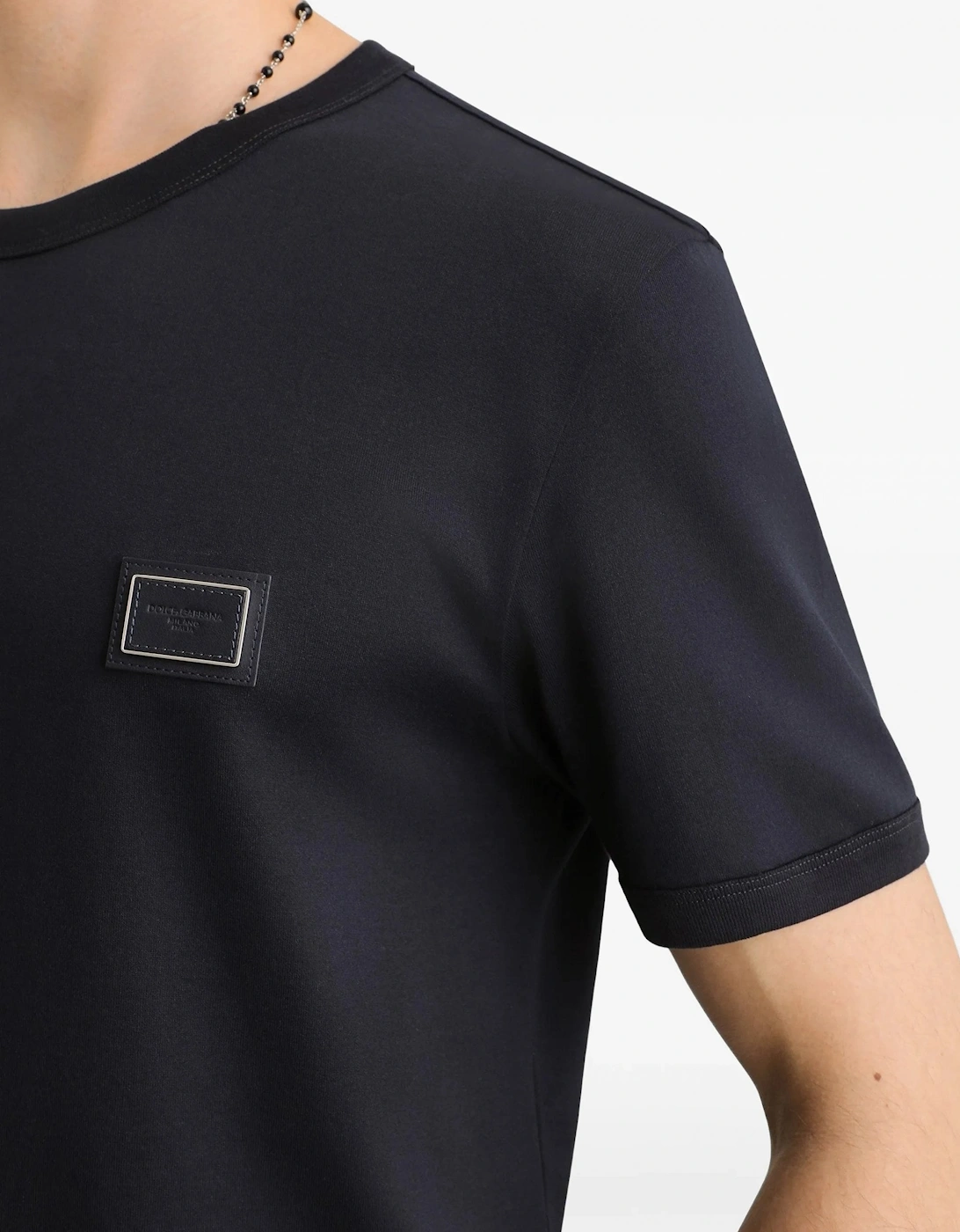 Plaque Cotton T-Shirt Navy