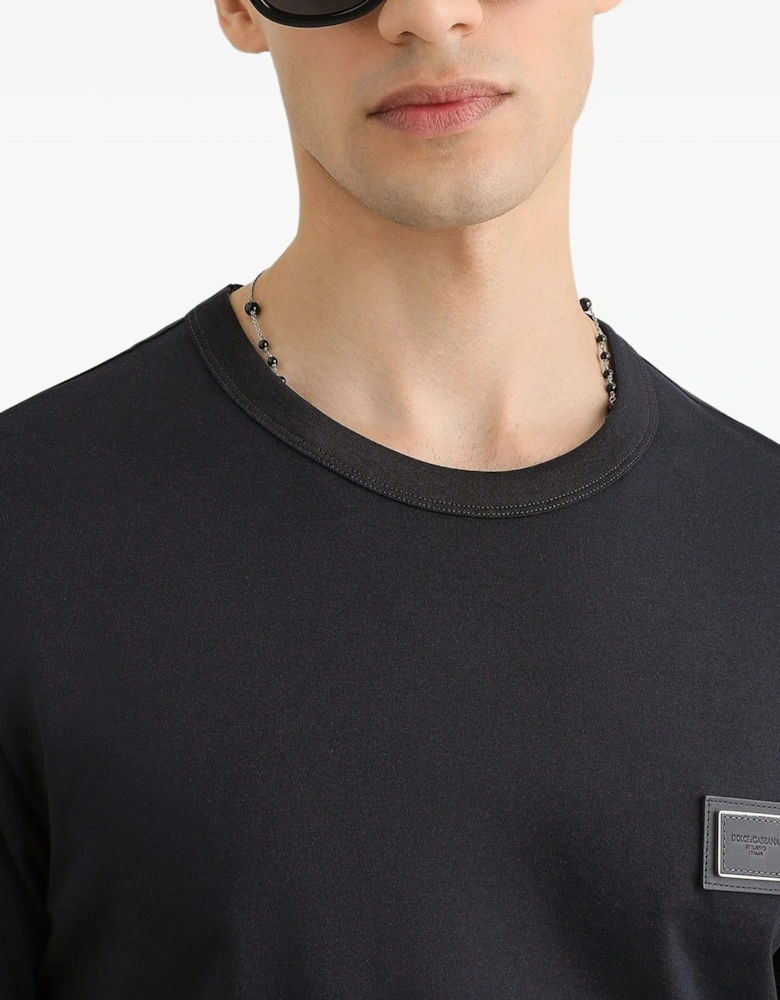 Plaque Cotton T-Shirt Navy