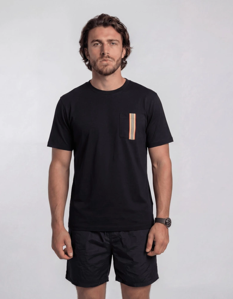 Burberry 'Ellison' Stripe Embroidery T-Shirt Black