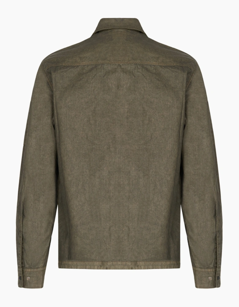 Cotton Zipped Lens Overshirt Green