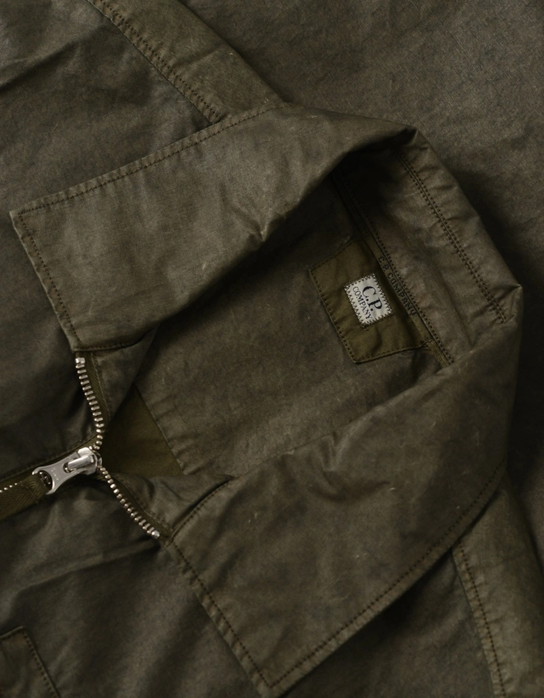 Cotton Zipped Lens Overshirt Green