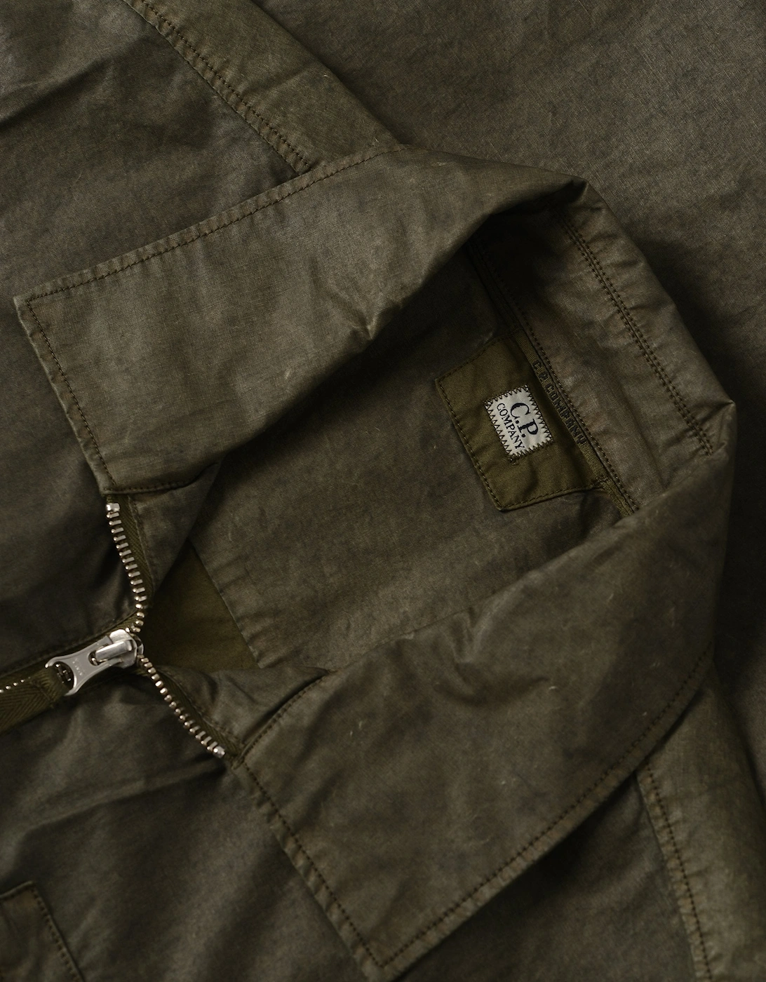 Cotton Zipped Lens Overshirt Green