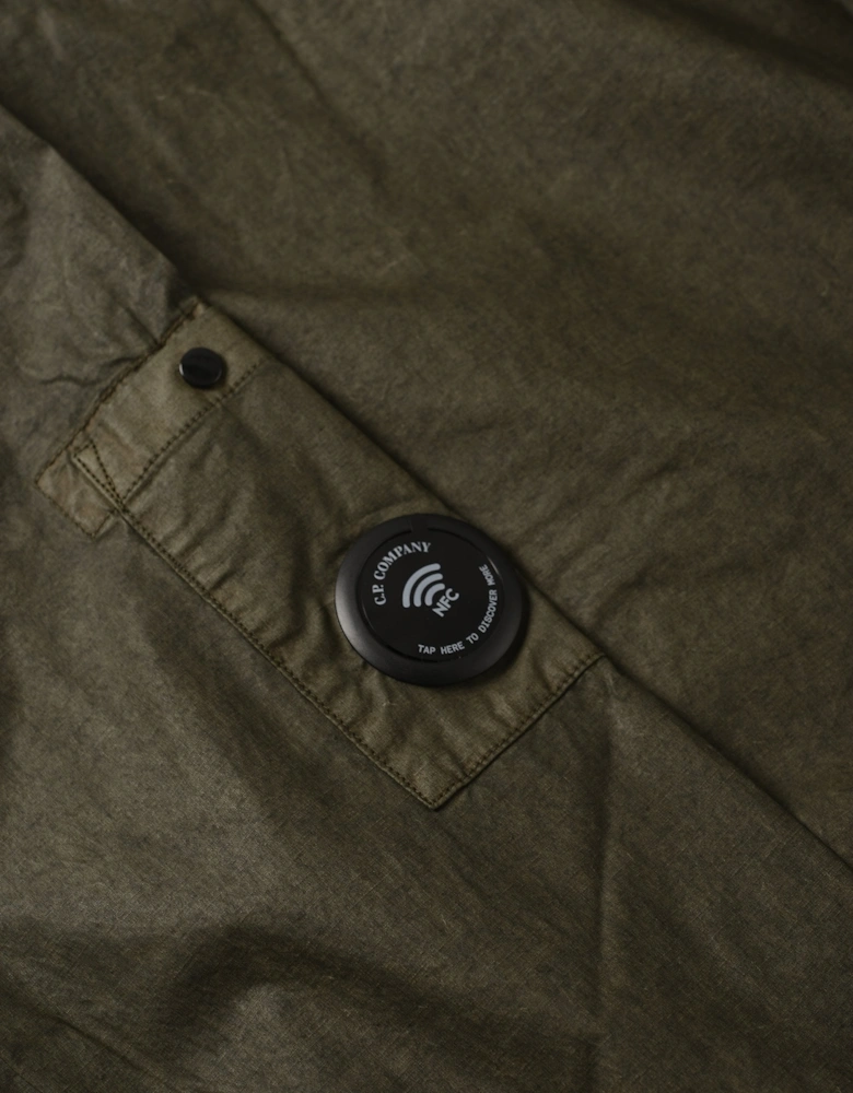 Cotton Zipped Lens Overshirt Green