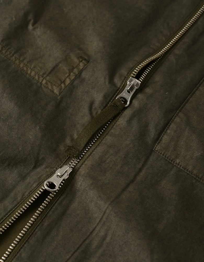 Cotton Zipped Lens Overshirt Green