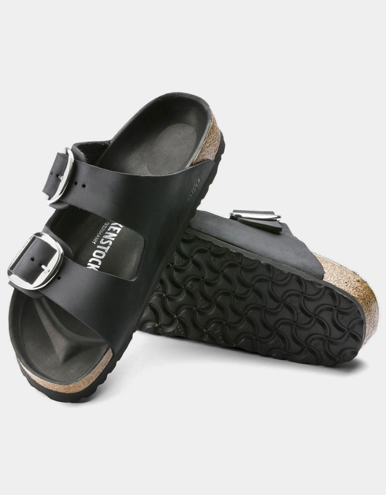 Birkenstock Arizona Big Buckle Oiled Leather Womens Sandals - Black