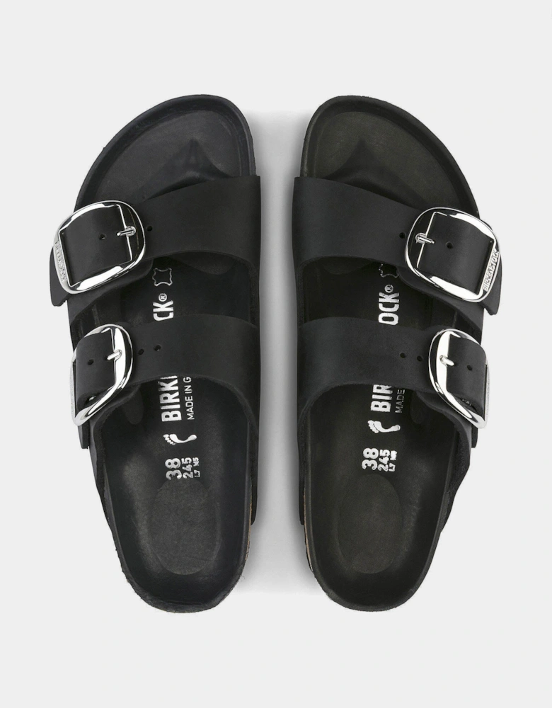 Birkenstock Arizona Big Buckle Oiled Leather Womens Sandals - Black