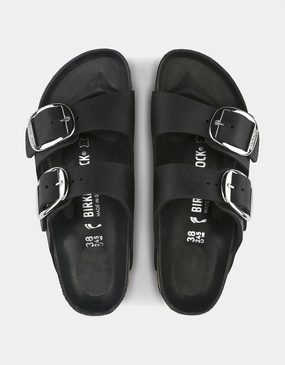 Birkenstock Arizona Big Buckle Oiled Leather Womens Sandals - Black