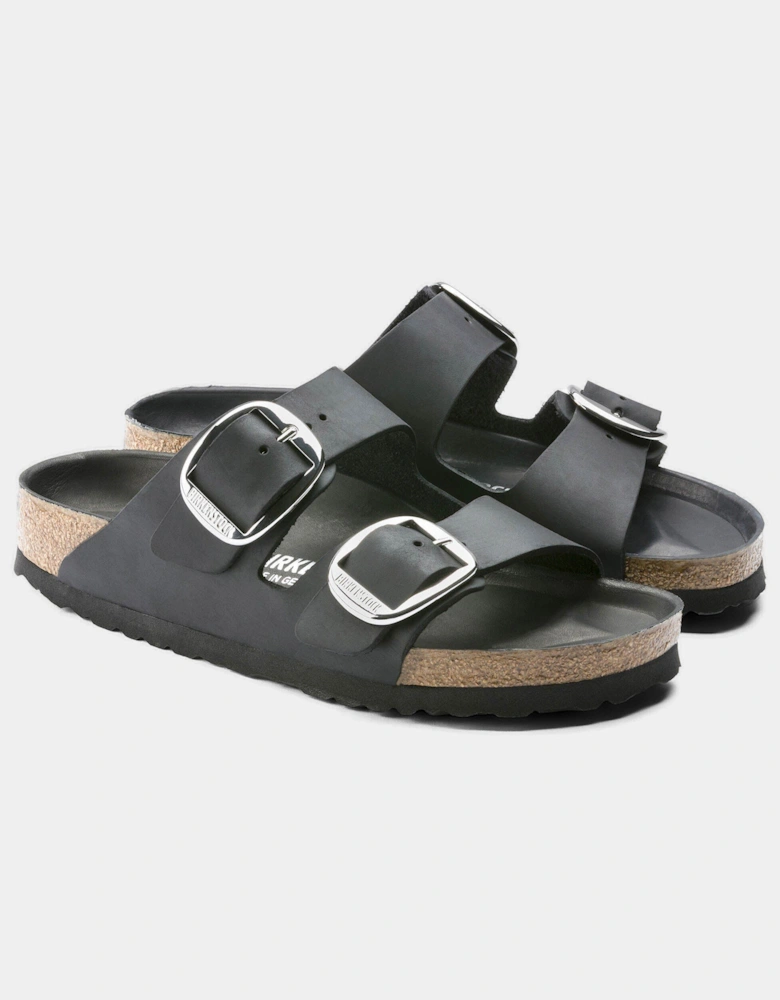 Birkenstock Arizona Big Buckle Oiled Leather Womens Sandals - Black