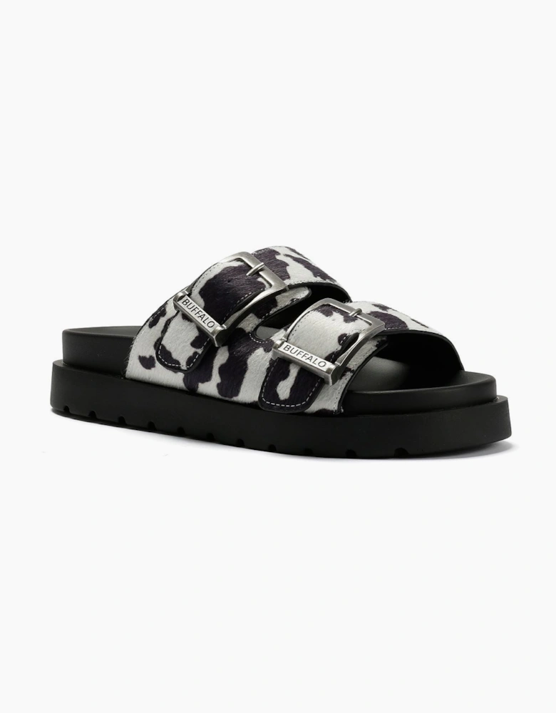 Buffalo Raya Ari Women's Black/White Cow Sandals