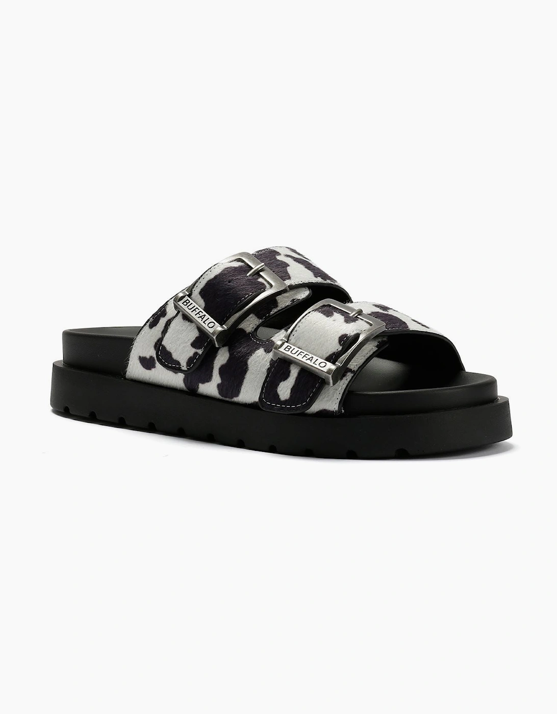 Buffalo Raya Ari Women's Black/White Cow Sandals