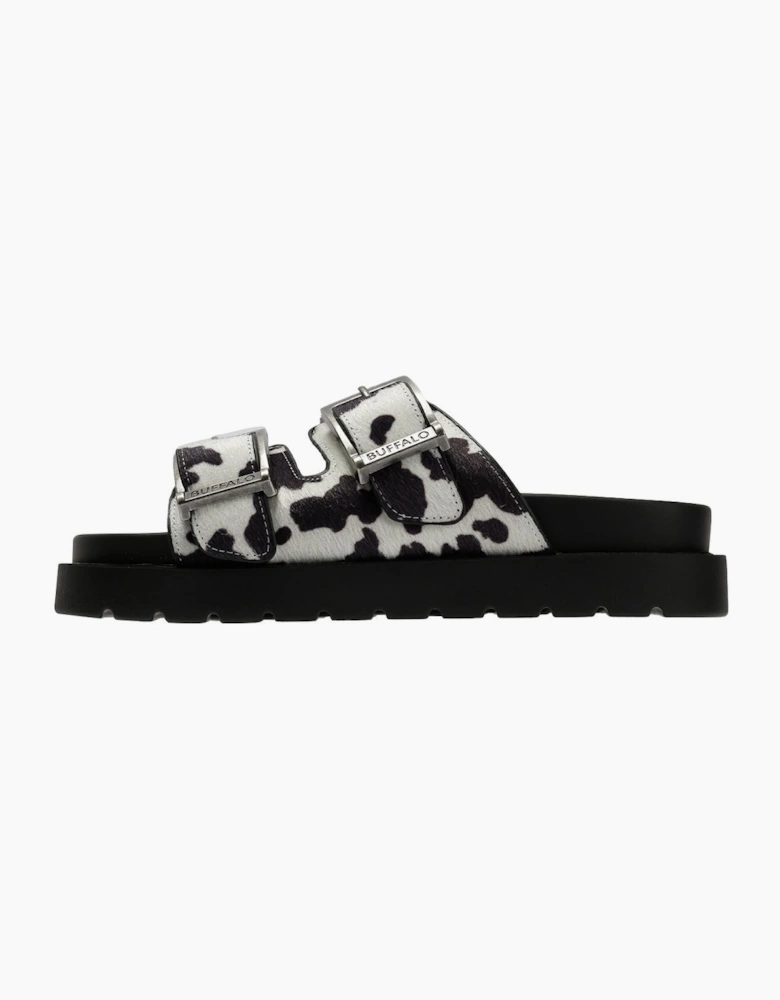 Buffalo Raya Ari Women's Black/White Cow Sandals