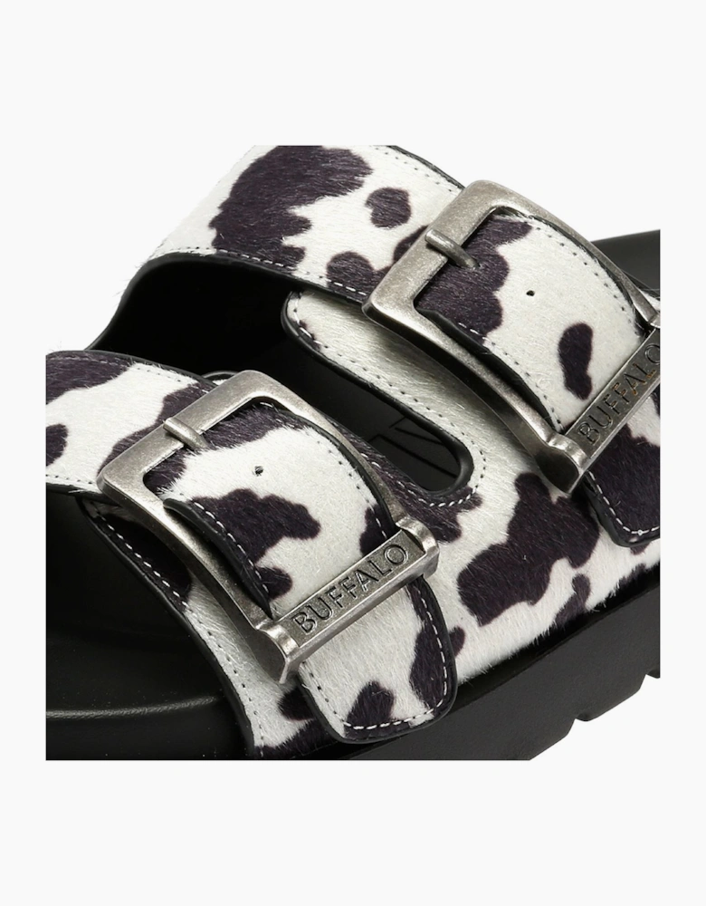 Buffalo Raya Ari Women's Black/White Cow Sandals