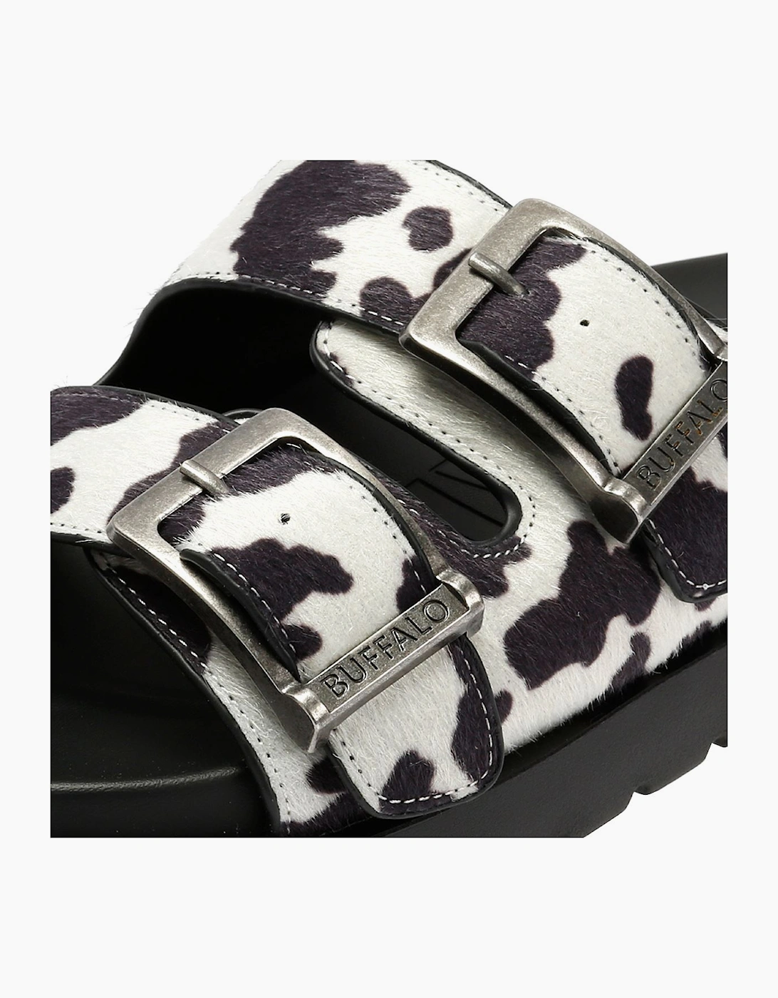 Buffalo Raya Ari Women's Black/White Cow Sandals