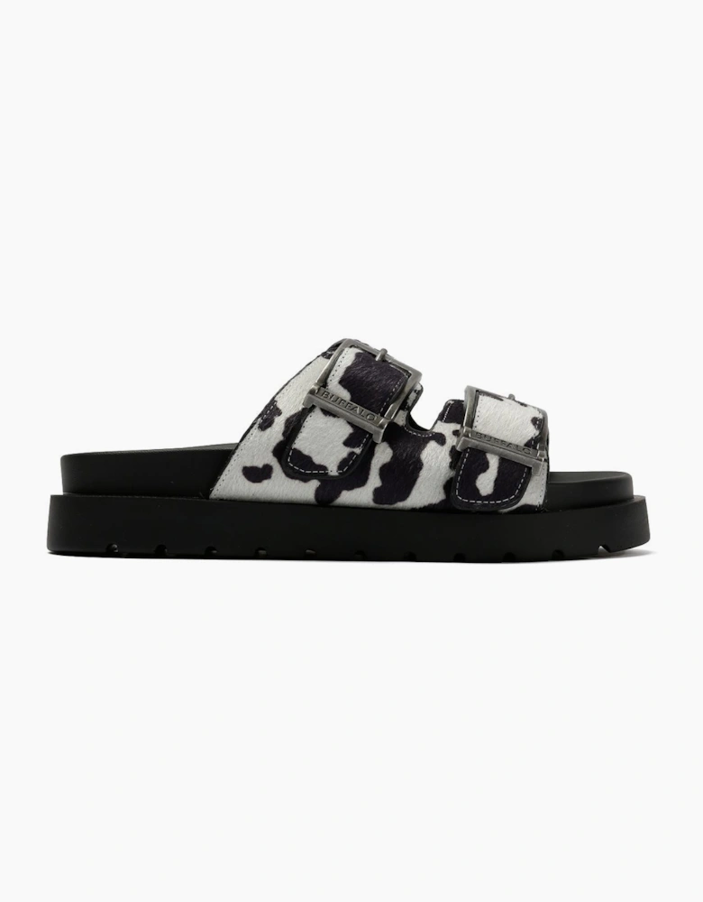 Buffalo Raya Ari Women's Black/White Cow Sandals
