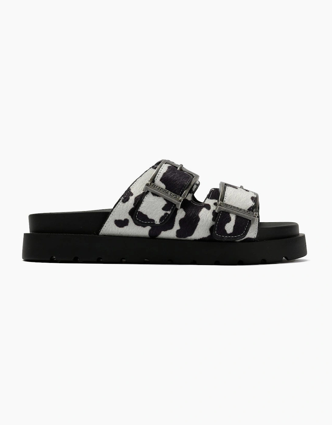 Buffalo Raya Ari Women's Black/White Cow Sandals