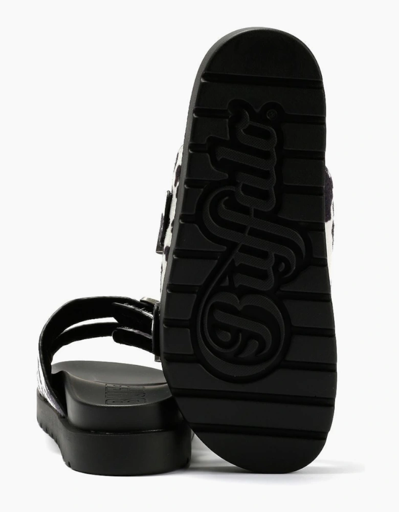 Buffalo Raya Ari Women's Black/White Cow Sandals