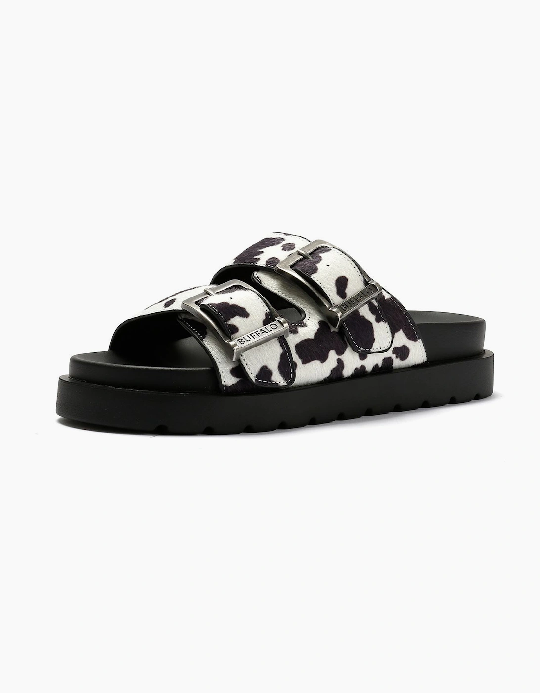 Buffalo Raya Ari Women's Black/White Cow Sandals