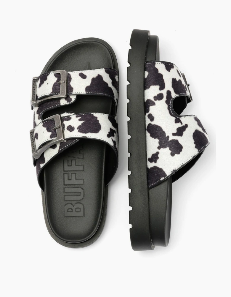Buffalo Raya Ari Women's Black/White Cow Sandals