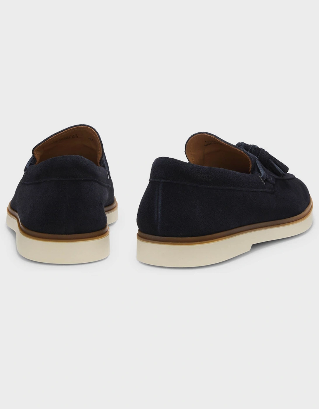 BOSS Orange Hedley Mens Suede Loafers with Tassel Trim - Dark Blue 402