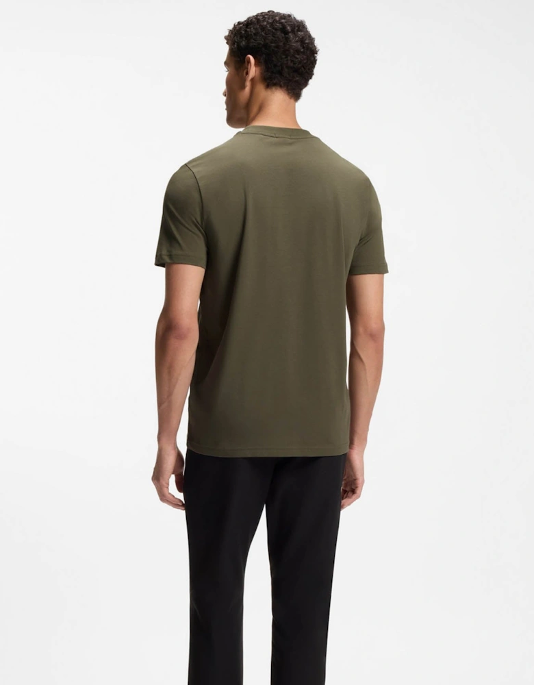 BOSS Green Tee Mens Stretch Cotton T-Shirt with Contrast Logo - Open Green 398