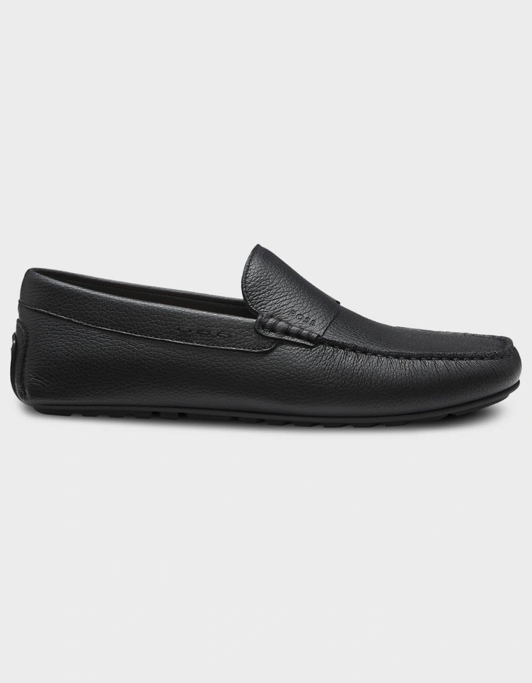 BOSS Orange Noel Mens Tumbled-Leather Loafers with Driver Sole - Black 001