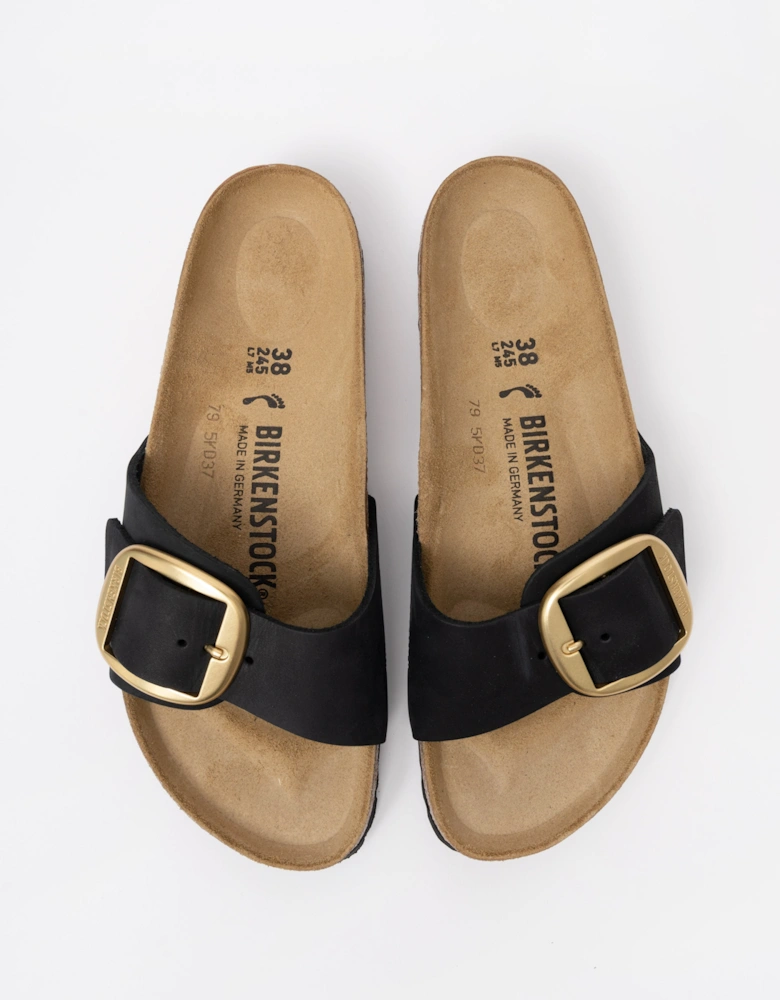 Birkenstock Madrid Big Buckle Womens Nubuck Leather Sandals - Black