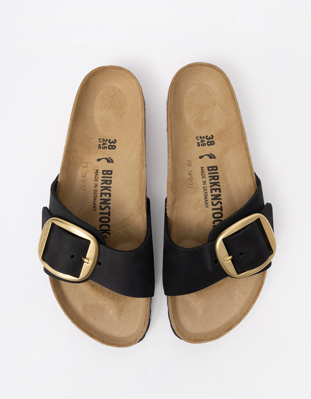Birkenstock Madrid Big Buckle Womens Nubuck Leather Sandals - Black