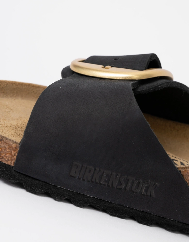 Birkenstock Madrid Big Buckle Womens Nubuck Leather Sandals - Black