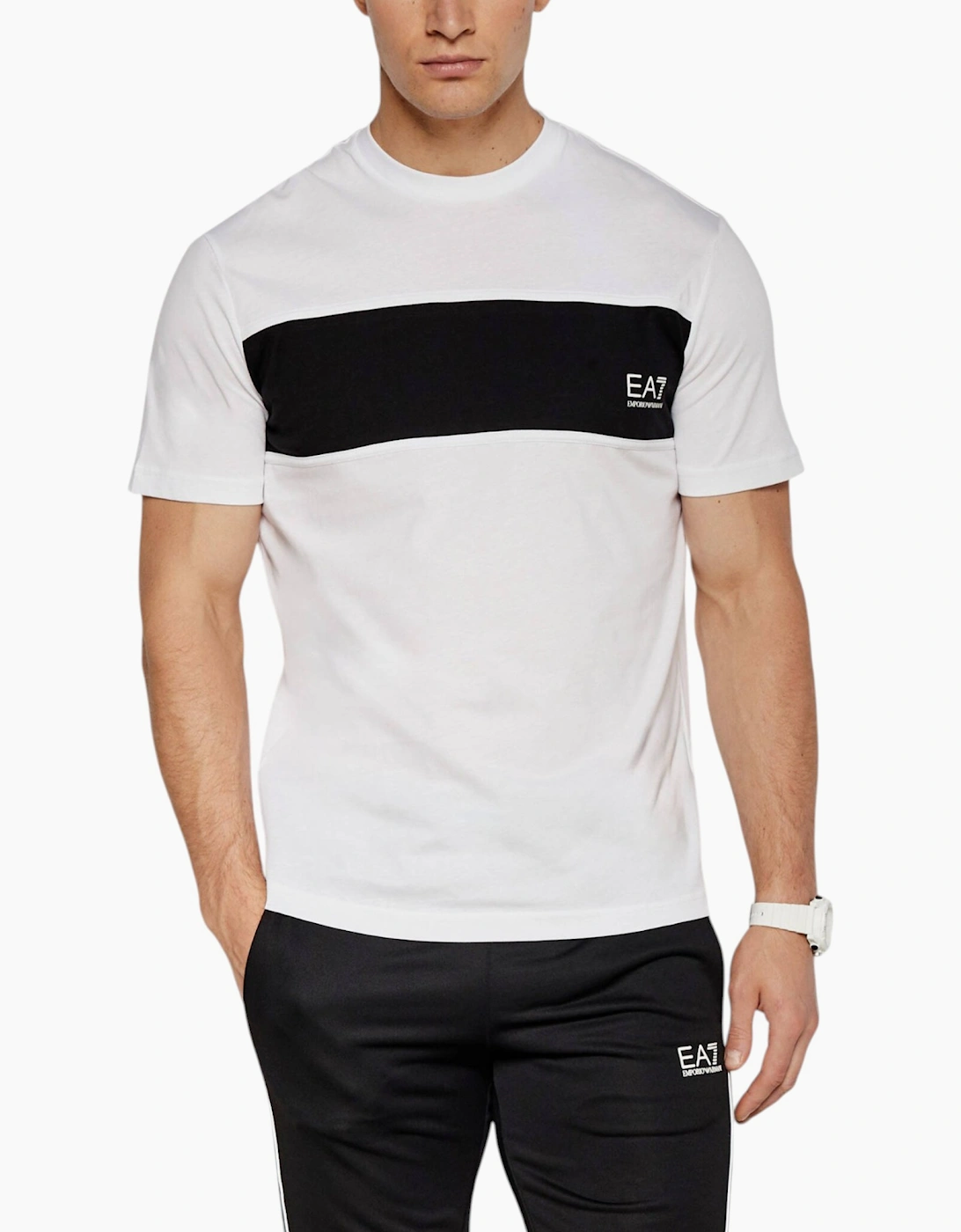Armani Men's White Ea7 T Shirt Emporio Cotton Tee - Size 42