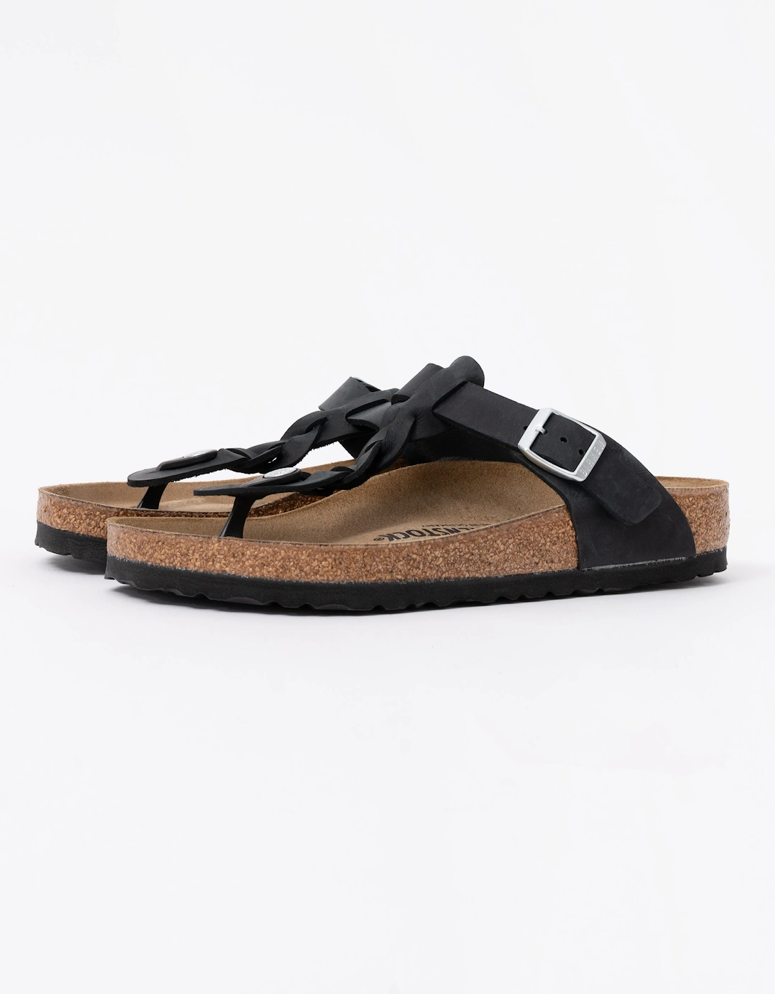 Birkenstock Gizeh Braided Natural Oiled Leather Womens Sandals - Black