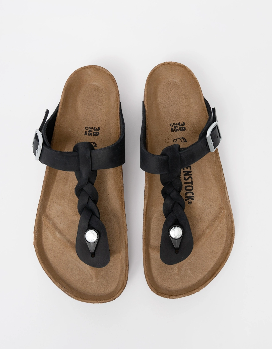 Birkenstock Gizeh Braided Natural Oiled Leather Womens Sandals - Black