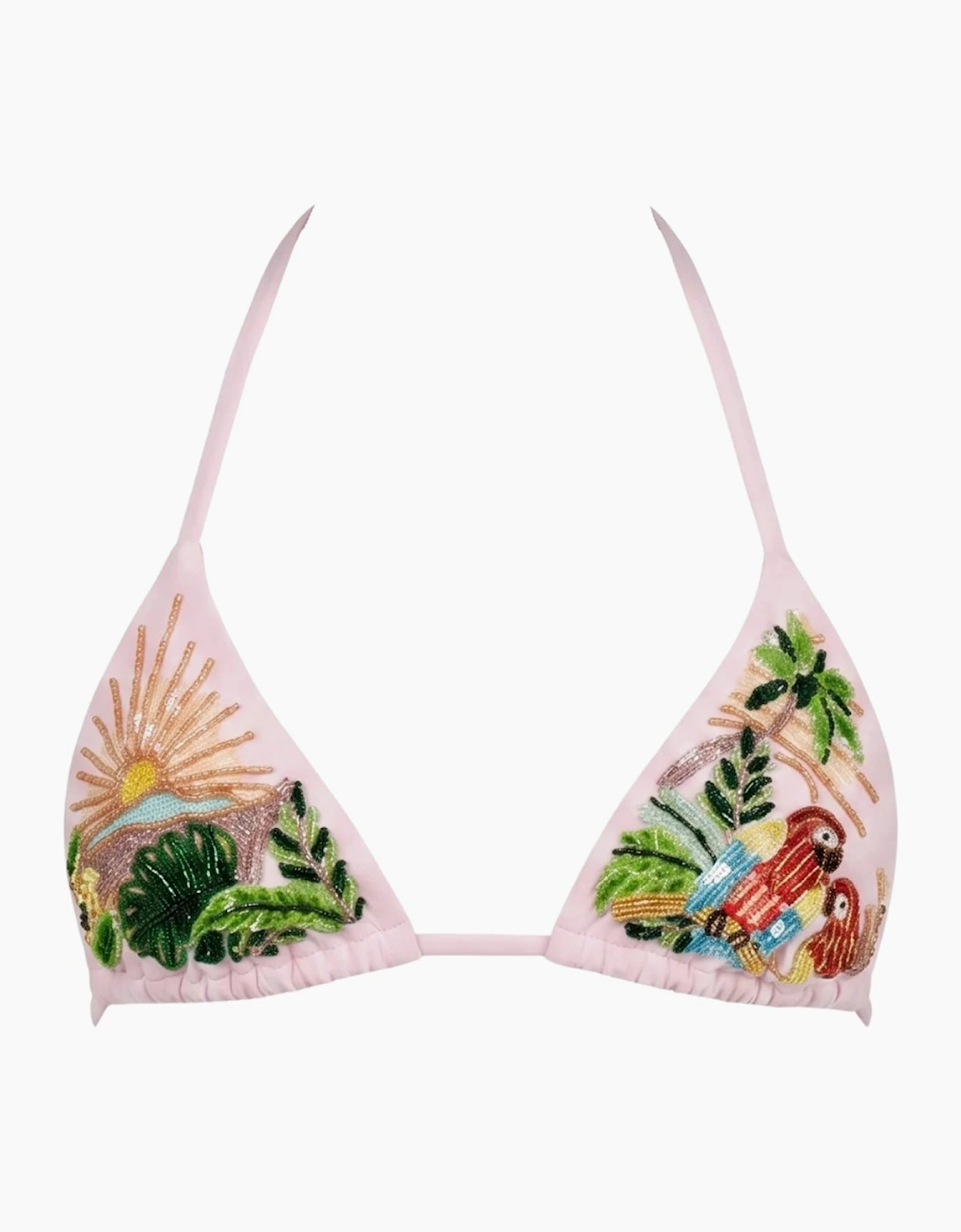 Charli Embellished Premium Tropical Pink Bikini Top in stock