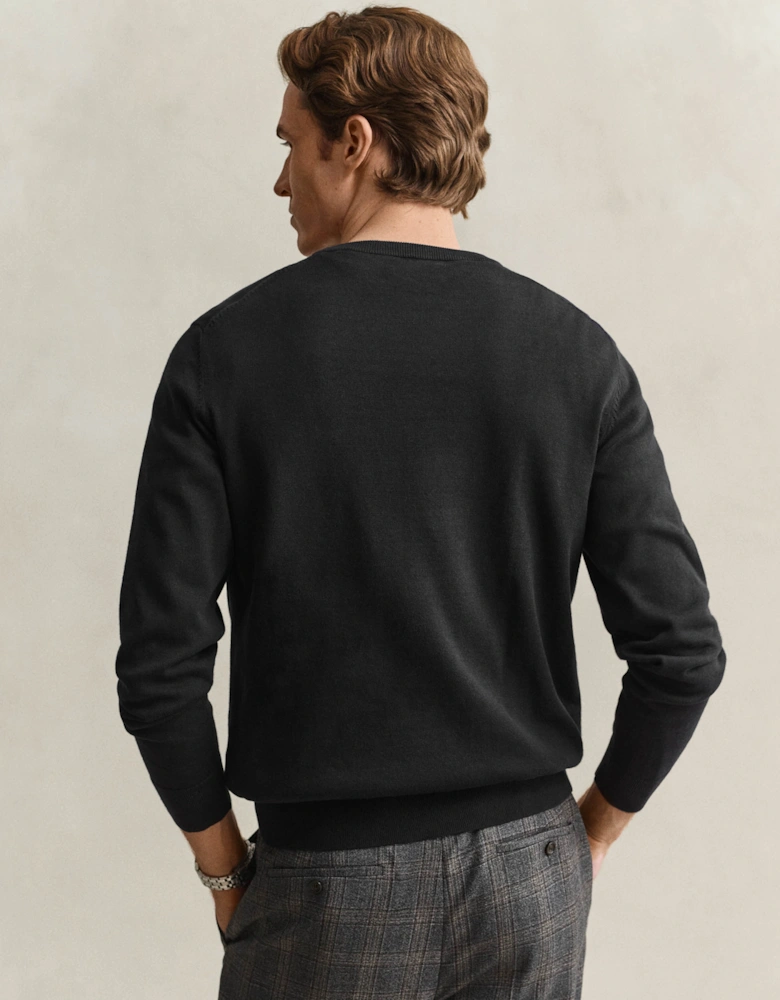 GANT Mens Classic Cotton Shield Logo Crew Neck Jumper - 5 Black