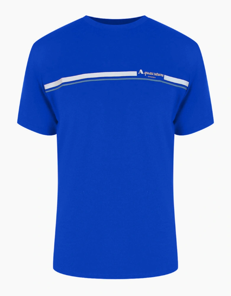 Aquascutum Active Cotton Stripes Royal Blue T-Shirt