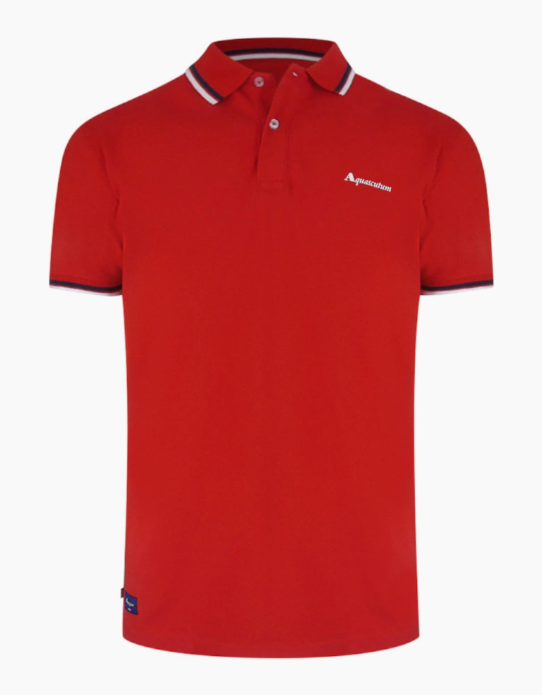 Aquascutum Active Cotton Stripes Polo Dry-Fit Red Red Polo Shirt