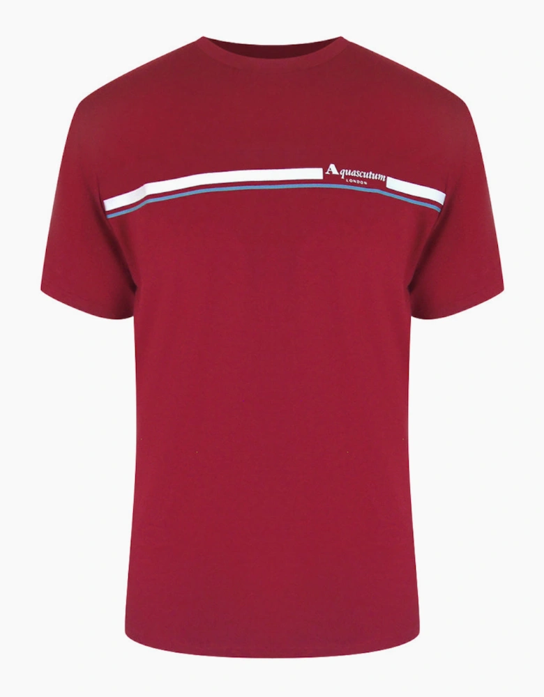 Aquascutum Active Cotton Stripes Bordeaux Burgundy T-Shirt