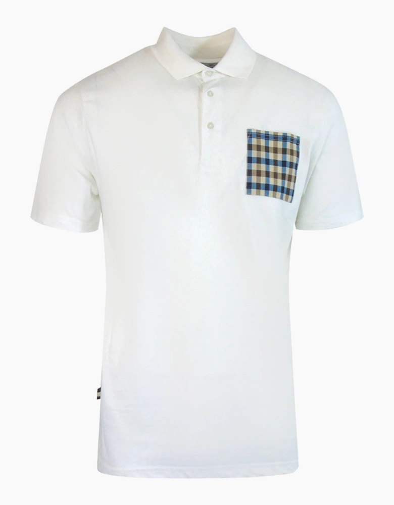Aquascutum Active Beach Sailor Check Polo Optical White Polo Shirt