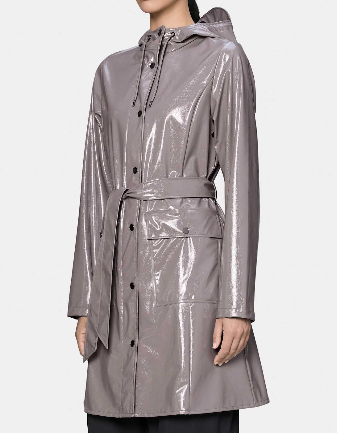 Rains Curve Long Womens Jacket - 194 Cinder Glaze