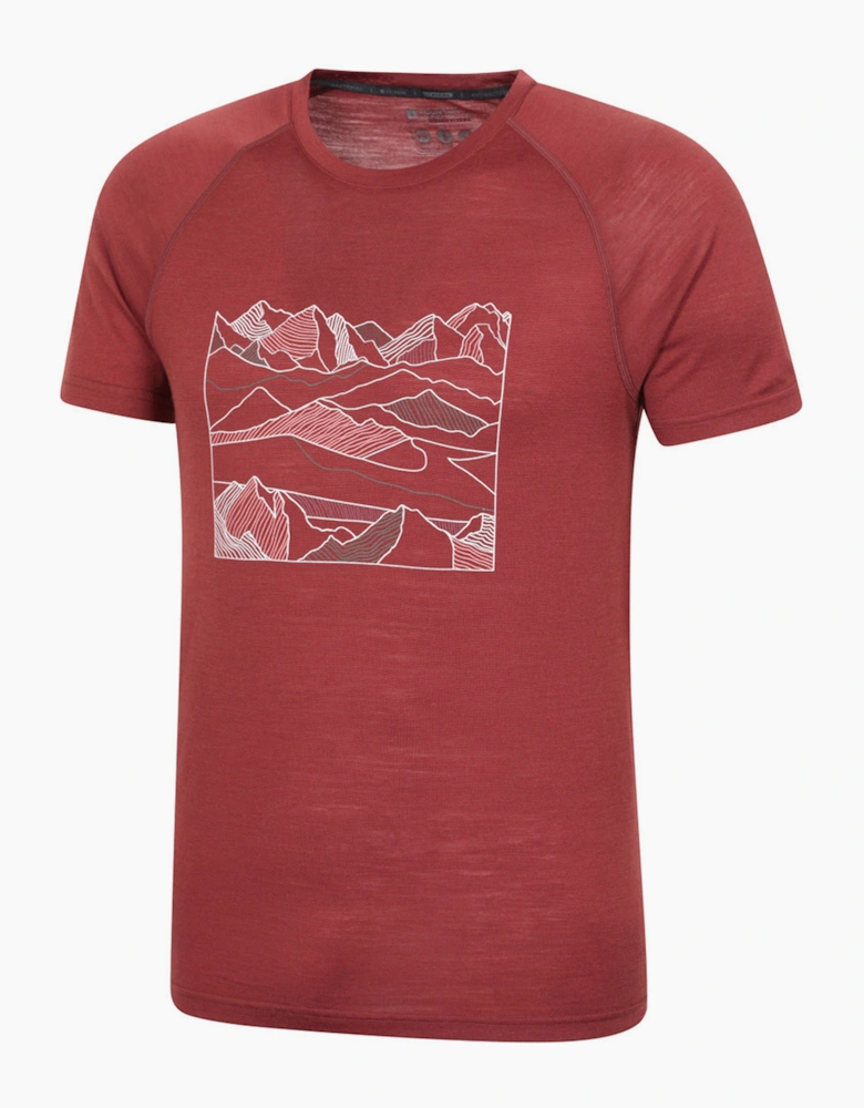 Mountain Warehouse Mens Quest Printed Merino Blend Thermal Top