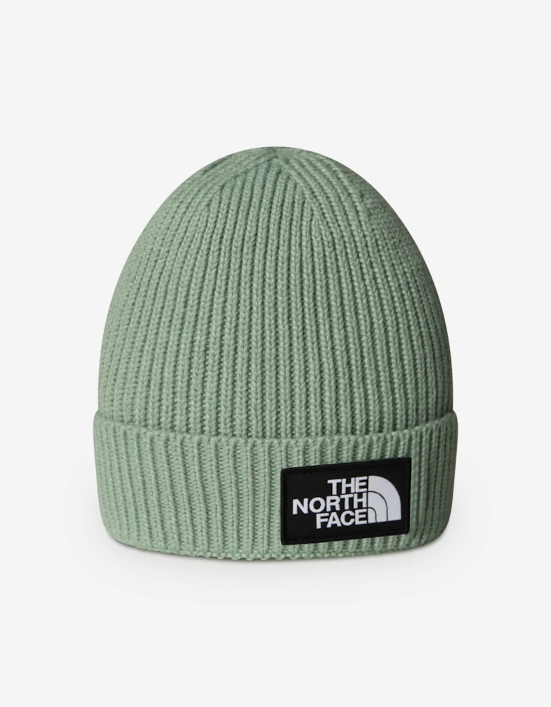 The North Face Kids Logo Box Cuffed Beanie in Green