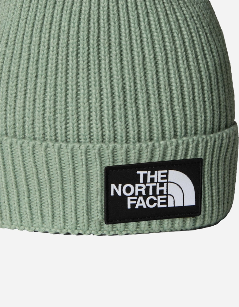 The North Face Kids Logo Box Cuffed Beanie in Green