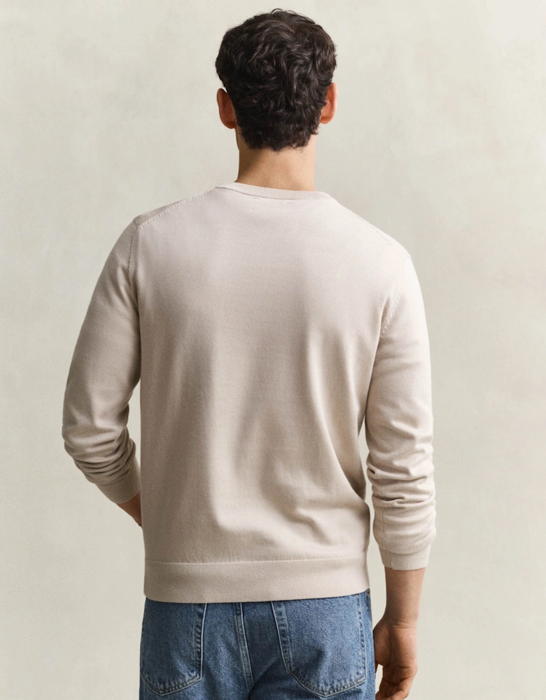 GANT Mens Classic Cotton Shield Logo Crew Neck Jumper - 215 Clay Beige