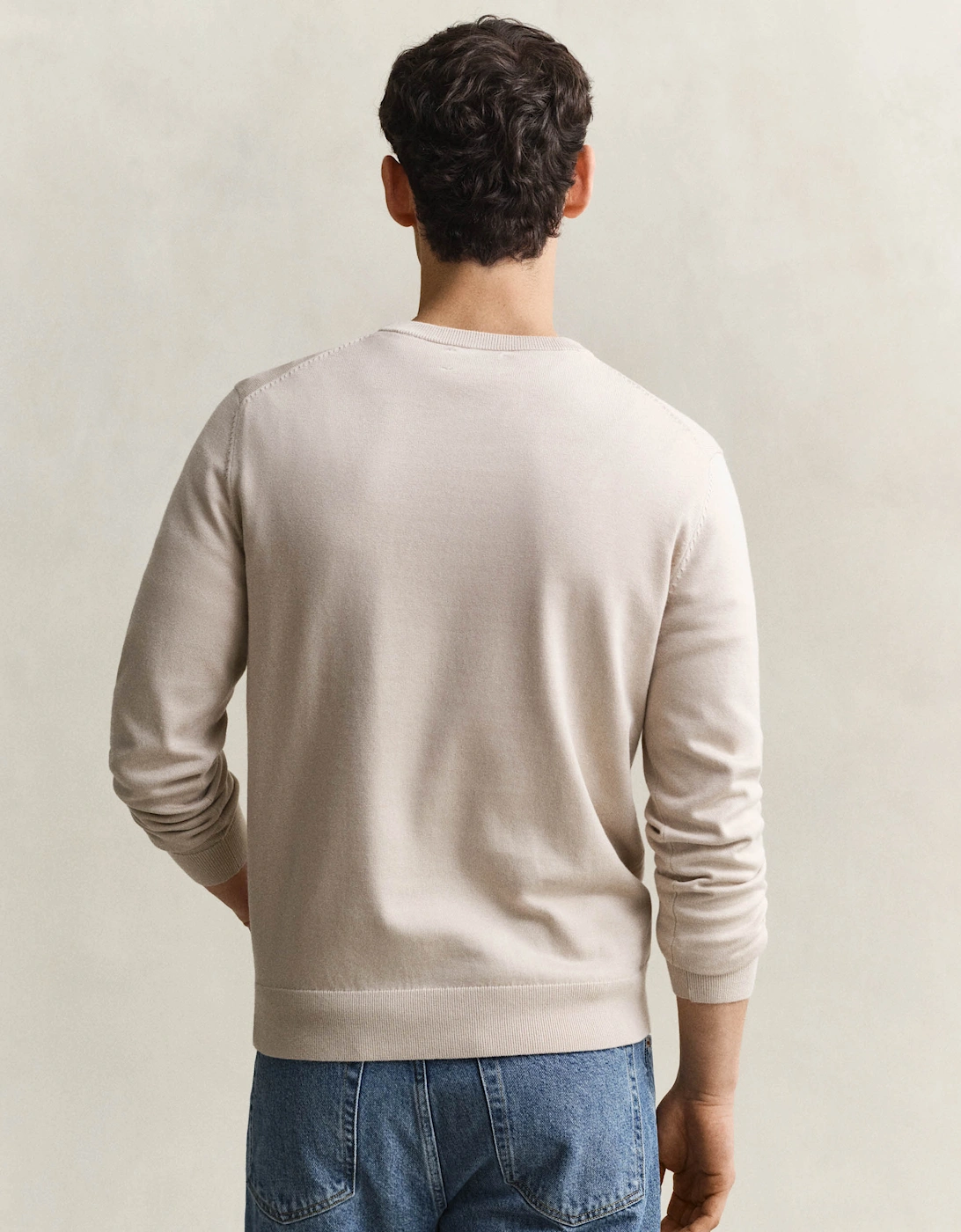 GANT Mens Classic Cotton Shield Logo Crew Neck Jumper - 215 Clay Beige