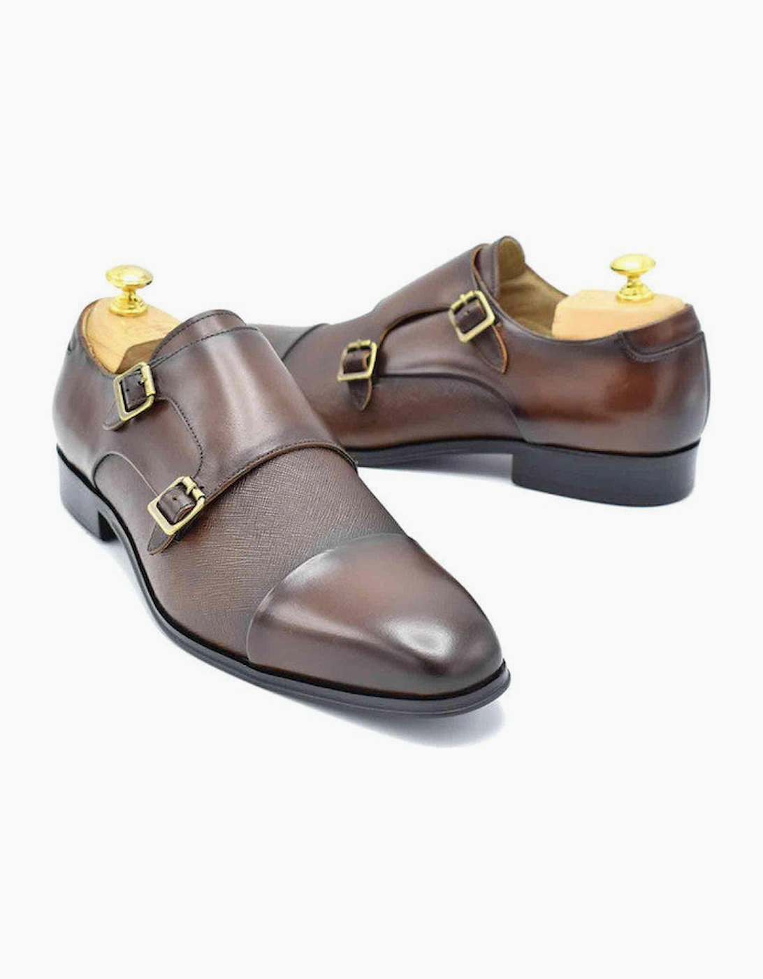 Paolo Vandini Longley Monk Leather Shoe - Dk Tan/Burgundy