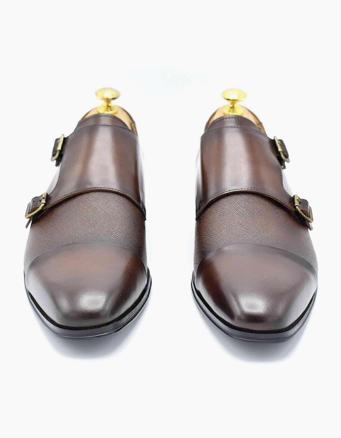 Paolo Vandini Longley Monk Leather Shoe - Dk Tan/Burgundy