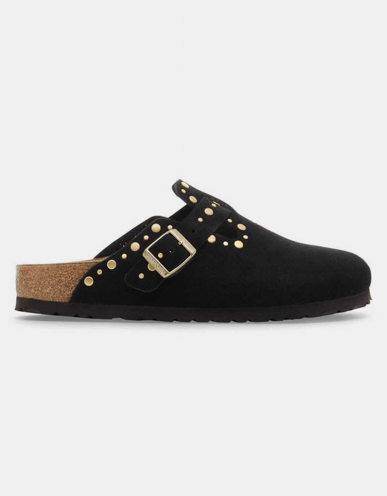 Birkenstock Boston Rivet Suede Leather Womens Clogs - Black