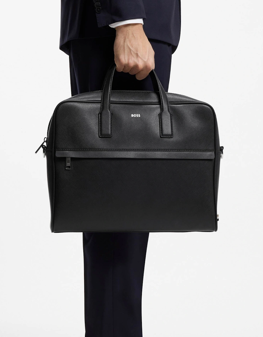 BOSS Orange Zair Mens Document Case with Foil-Print Logo - Black 001