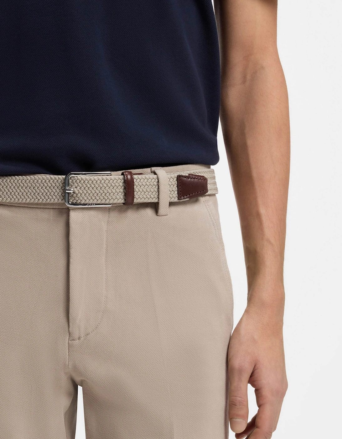 BOSS Orange Clorio Mens Fabric Belt - Light Beige 270